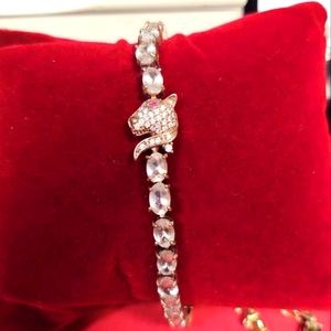 Unique Sterling Silver Cat Gemstones Bracelet